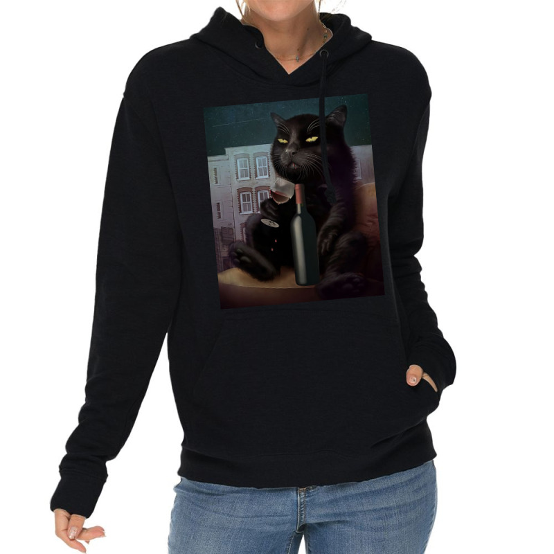 Black Cat Drink Forget Things 3 Lightweight Hoodie | Artistshot