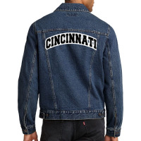 Cincinnati Ohio Varsity Style Vintage Red Tank Top Men Denim Jacket | Artistshot