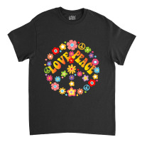 Peace Sign Love T Shirt 60s 70s Tie Dye Hippie Costume Arts Characters Classic T-shirt | Artistshot