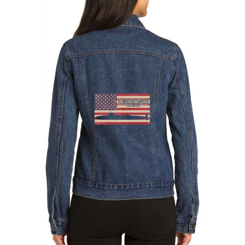 Uss Lewis And Clark Ssbn 644 Benjamin Franklin Class Ballistic Missile Ladies Denim Jacket by naeshastores | Artistshot