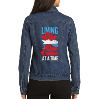 Womens Cruise Ship Vacation Living Life One Cruise At A Time Funny Men Ladies Denim Jacket | Artistshot