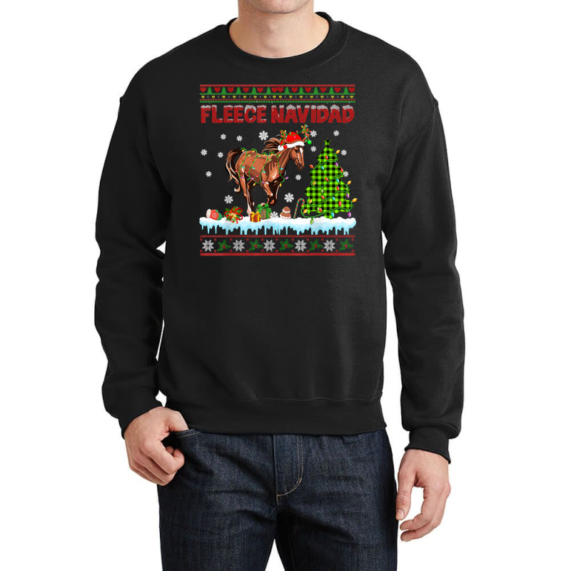 Fleece Navidad Christmas Lights Sweater Santa Reindeer Horse T Shirt Crewneck Sweatshirt | Artistshot