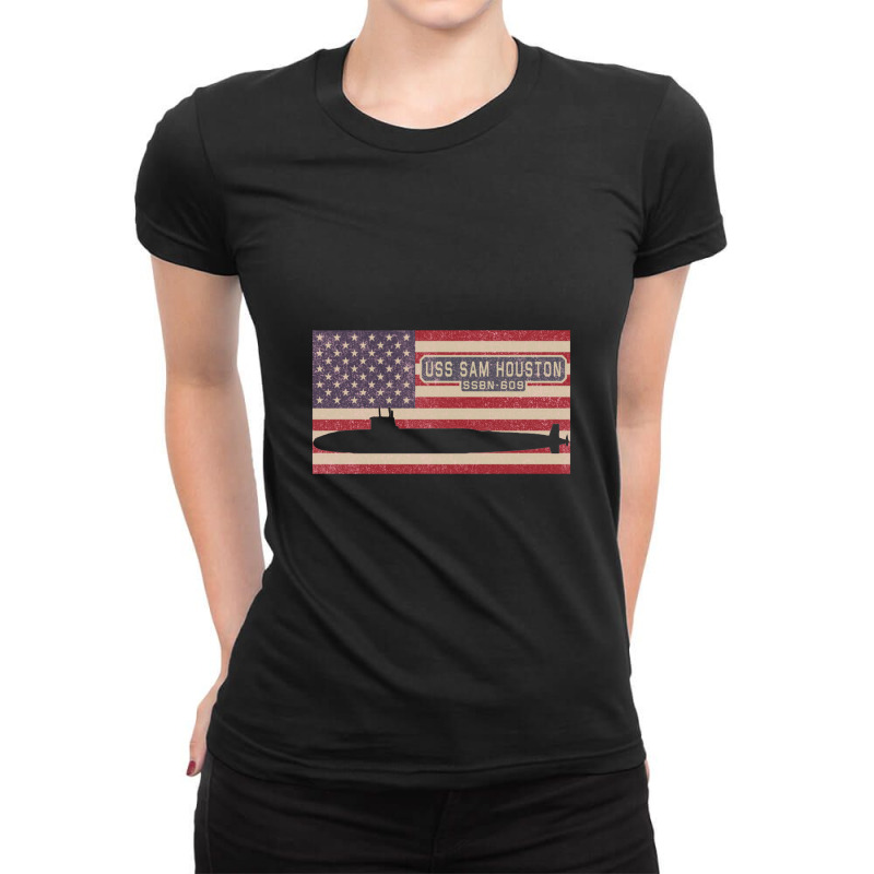 Uss Sam Houston Ssbn 609 Nuclear Ballistic Missile Submarine Vintage A Ladies Fitted T-Shirt by naeshastores | Artistshot