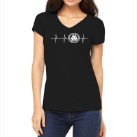 Viking Heartbeat Knot Valknut Wotan Odin Walhalla T Shirt Women's V-neck T-shirt | Artistshot