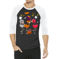 Flamingo Tropical Funny Flamingo Mummy Witches Pumpkin Halloween Costu 3/4 Sleeve Shirt | Artistshot