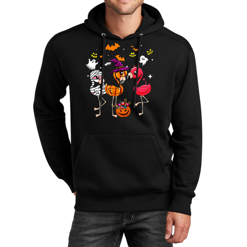 Flamingo Tropical Funny Flamingo Mummy Witches Pumpkin Halloween Costu Unisex Hoodie | Artistshot