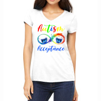 Autism   Red Instead Infinity   Acceptance Butterfly T Shirt Women's V-neck T-shirt | Artistshot