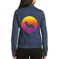 Siberian Husky Dog 70s 80s Vintage Retro Siberian Husky Premium Ladies Denim Jacket | Artistshot