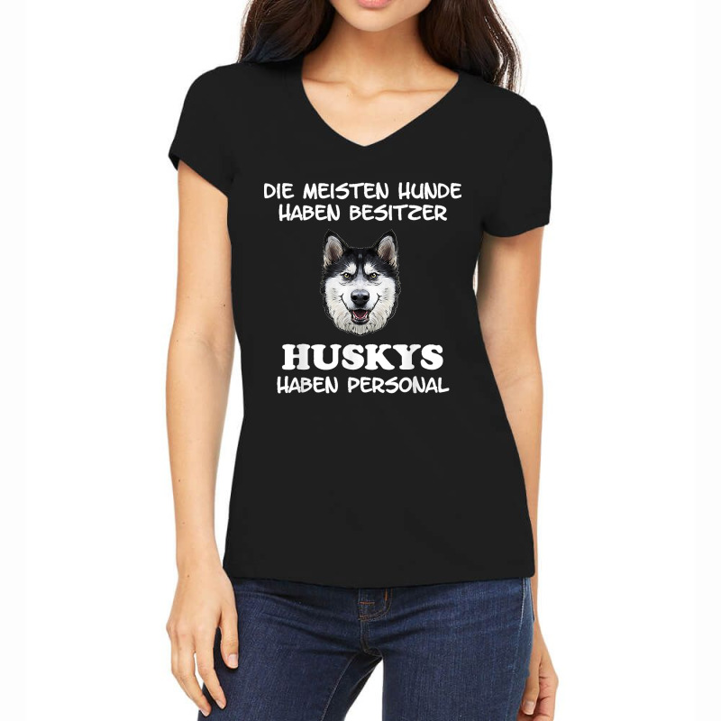 Siberian Husky Dog Breed Dog Women Men Personnel Women's V-Neck T-Shirt by LeonelSalas | Artistshot