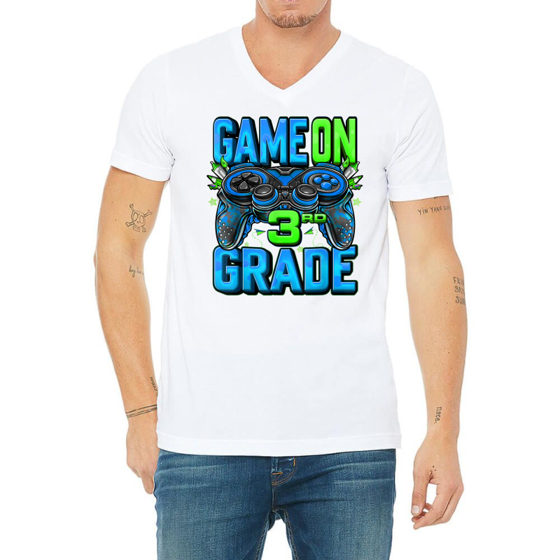 Game On 3rd Grade Back To School 3rd Grade Level Unlocked T Shirt V-neck Tee | Artistshot