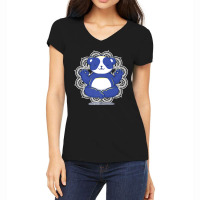 Sporty Panda Meditating In Yoga Pose Meditation Premium Women's V-neck T-shirt | Artistshot