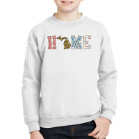 Home State Michigan Map With Floral Pattern And Leopard Texture Youth Sweatshirt | Artistshot