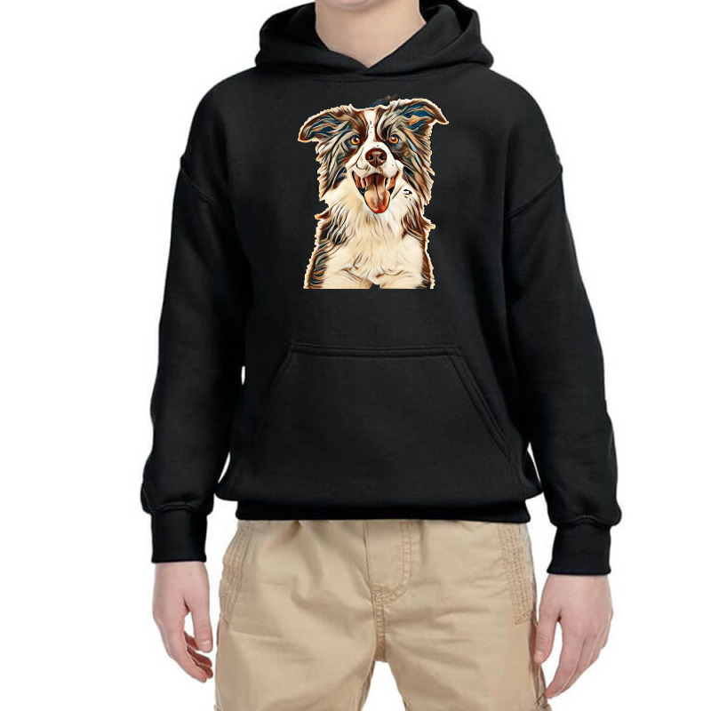 Close-up Of Border Collie, 1.5 Years Old, Looking At Camera Against Wh Youth Hoodie by Kemnabi | Artistshot