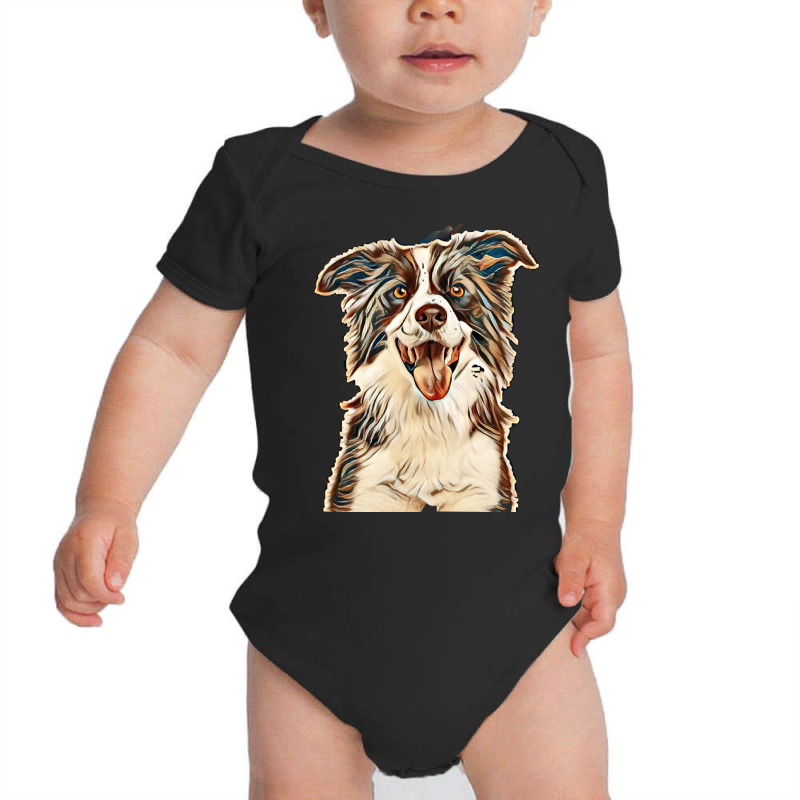 Close-up Of Border Collie, 1.5 Years Old, Looking At Camera Against Wh Baby Bodysuit by Kemnabi | Artistshot