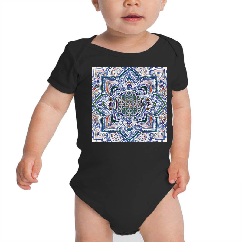 Flower Of Life In Lotus   Marble And Gold Baby Bodysuit | Artistshot