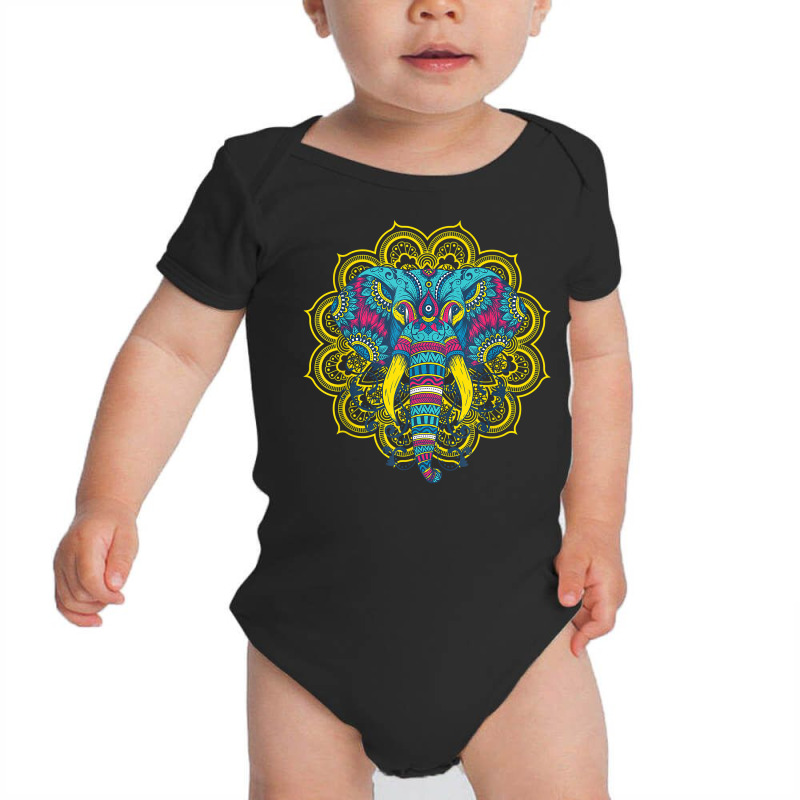 Elephant Mandala Oriental Indian African Hinduism Yoga Gift T Shirt Baby Bodysuit | Artistshot