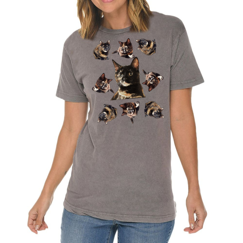 Tortie Cat Tortoiseshell Overload Multi Cat T Shirt Vintage T-Shirt by derosaatlamos | Artistshot