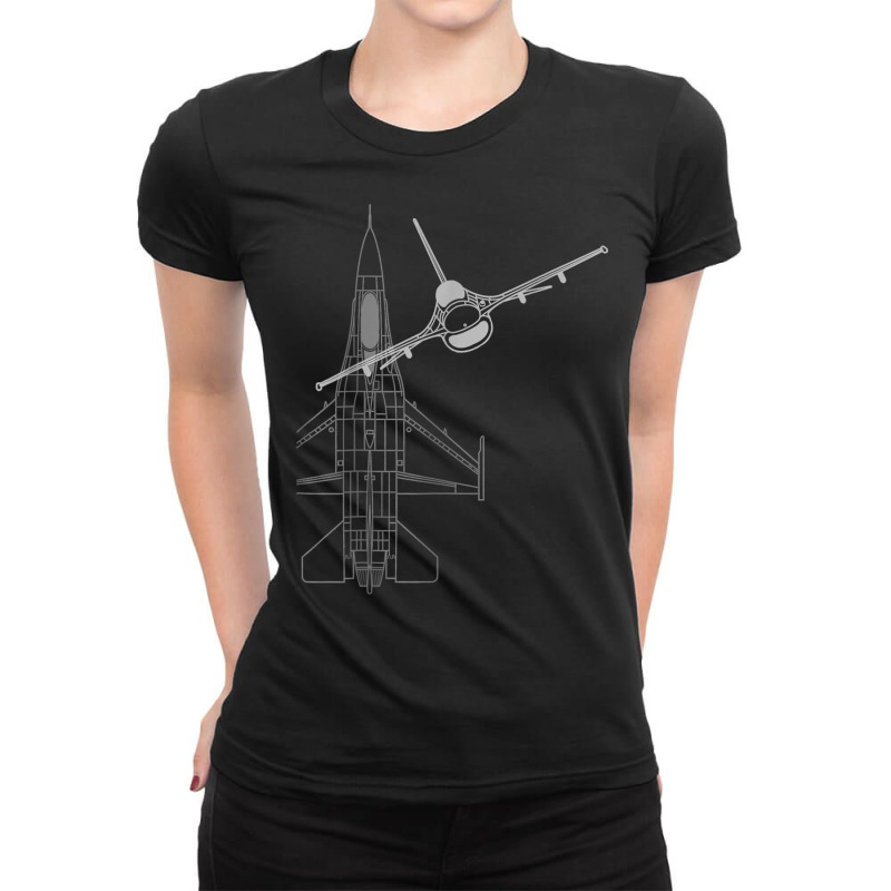 F 16 Fighting Falcon Viper Jet Line Art T Shirt Ladies Fitted T-Shirt by zagelmaglime | Artistshot