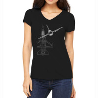 F 16 Fighting Falcon Viper Jet Line Art T Shirt Women's V-neck T-shirt | Artistshot