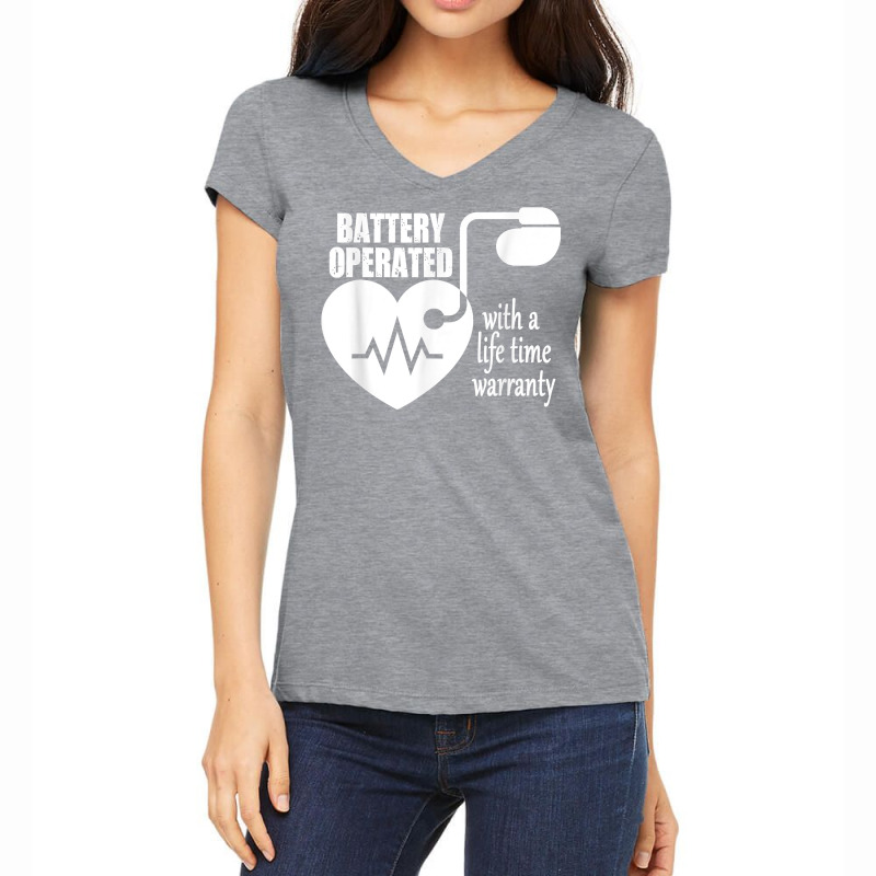 Living With Pacemaker T Shirt Battery Operayted Shirt Women's V-neck T-shirt | Artistshot