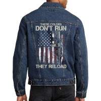 Gun American Flag Colors Don't Run They Reload (on Back) T Shirt Men Denim Jacket | Artistshot