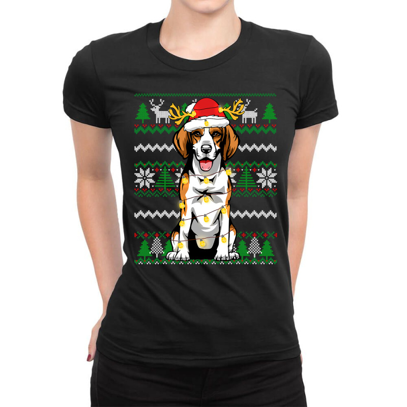 Beagle Christmas Lights Xmas Matching Family Dog Lover 129 Dog Lover Ladies Fitted T-Shirt by pester | Artistshot