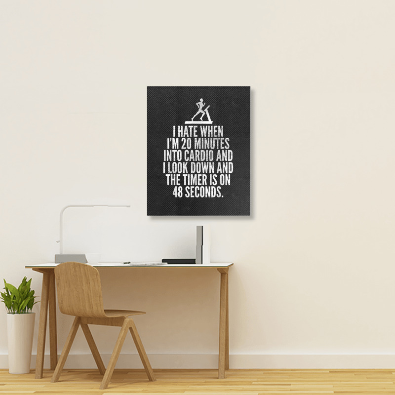 Hate When Cardio   Lifting Weights Funny Gym & Workout Shirt Portrait Canvas Print | Artistshot