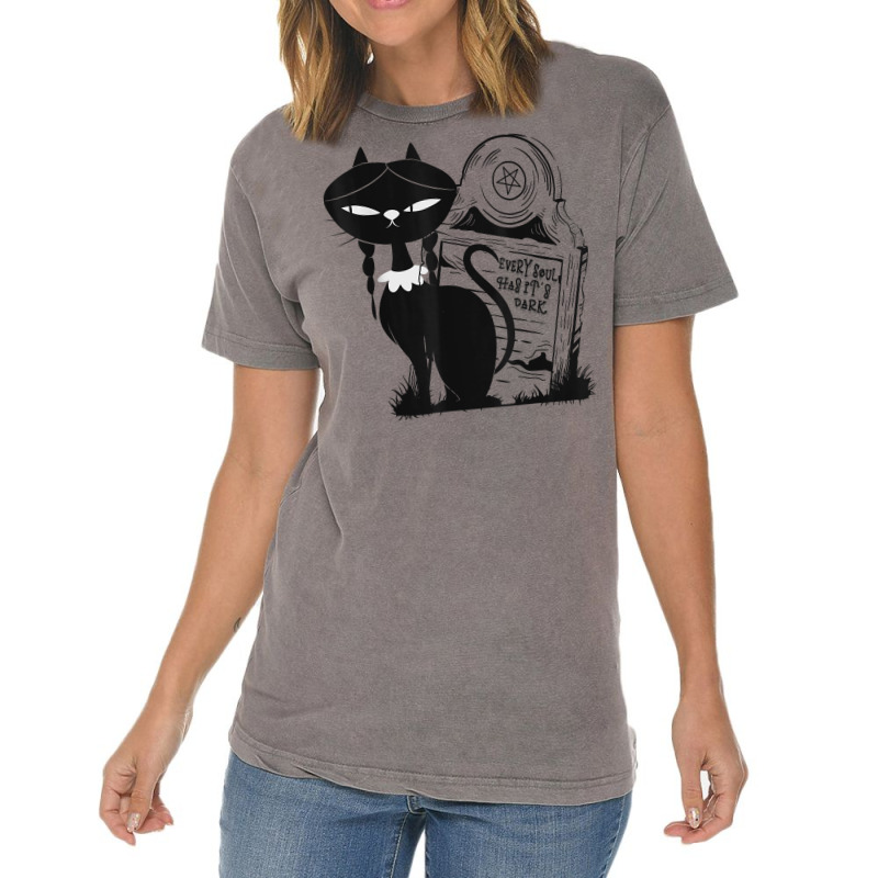 My Freaky World Every Soul Has It's Dark Halloween Black Cat T Shirt Vintage T-Shirt by riogasehzilahiy | Artistshot