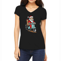 Santa Ride A Scooter Women's V-neck T-shirt | Artistshot