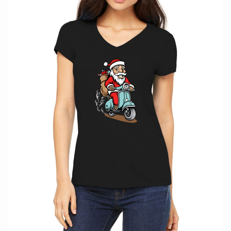 Santa Ride A Scooter Women's V-Neck T-Shirt by cithu09 | Artistshot