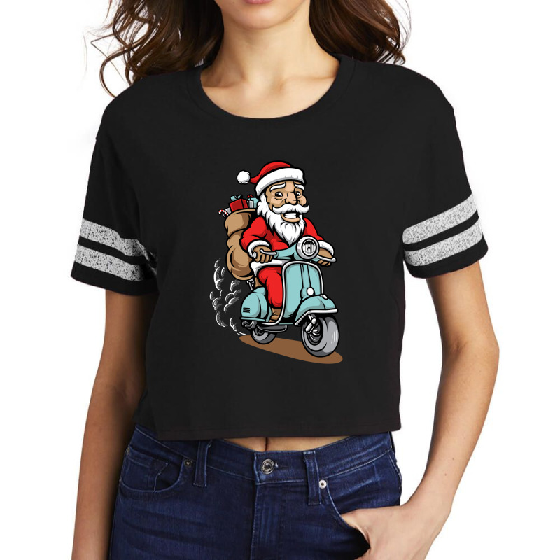 Santa Ride A Scooter Scorecard Crop Tee by cithu09 | Artistshot