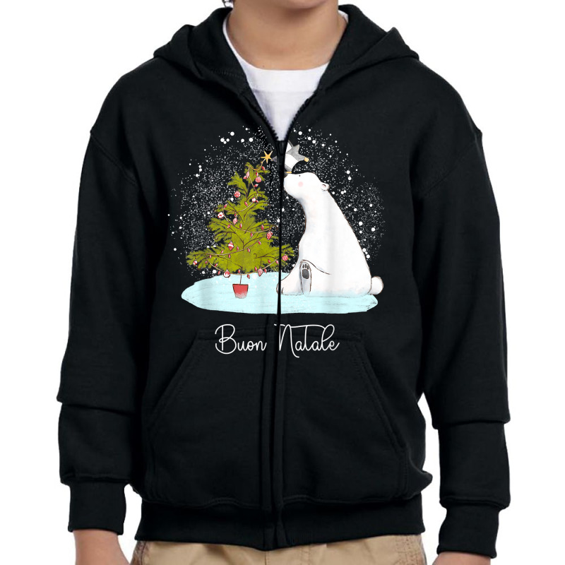 Buon Natale   Cute Polar Bear Penguin Christmas T Shirt Youth Zipper Hoodie by sugruewxrivestsxe | Artistshot