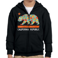 Womens California Republic State Bear Star Poppy Flower La Cali Tee V Youth Zipper Hoodie | Artistshot