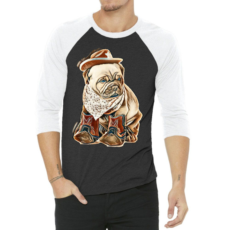 Female Dogue De Bordeaux Puppy Cowgirl On White Background 3/4 Sleeve Shirt | Artistshot