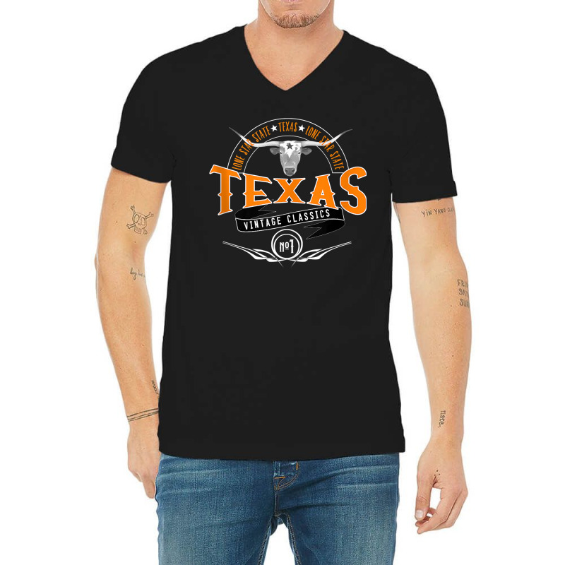 Vintage Classic Style Texas Lone Star Longhorn Design Tank Top V-Neck Tee by klezgbnist | Artistshot