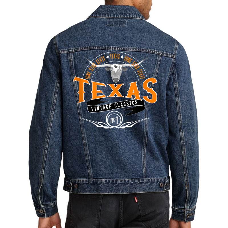 Vintage Classic Style Texas Lone Star Longhorn Design Tank Top Men Denim Jacket by klezgbnist | Artistshot