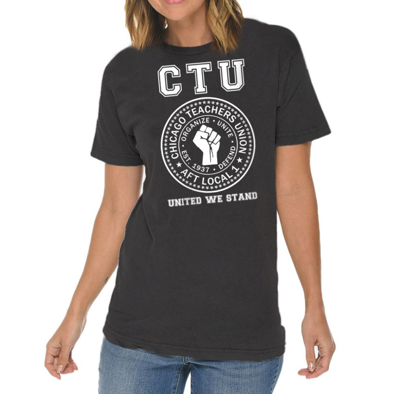 Womens Chicago Teachers Union On Strike Protest United We Stand V Neck Vintage T-shirt | Artistshot