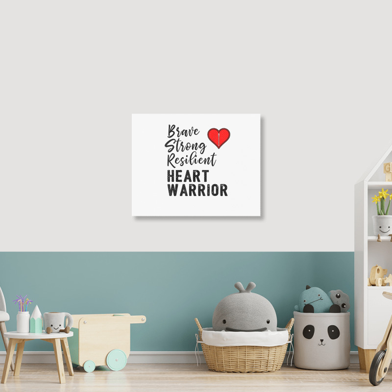 Heart Warrior Chd Awareness Brave Strong Resilient Shirt T Shirt Landscape Canvas Print | Artistshot