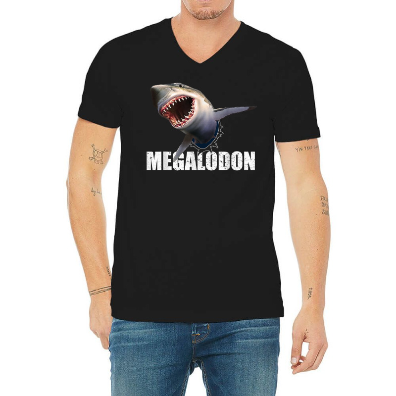 Mens Megalodon Shark Shirt Prehistoric Ocean Humor Gift Tee T Shirt V-Neck Tee by swaratpoavonabil | Artistshot