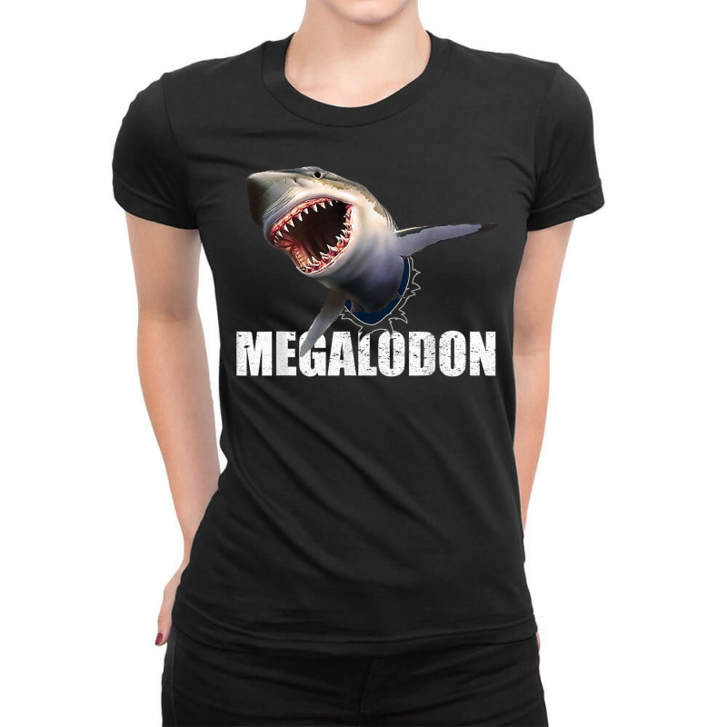 Mens Megalodon Shark Shirt Prehistoric Ocean Humor Gift Tee T Shirt Ladies Fitted T-Shirt by swaratpoavonabil | Artistshot