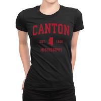 Canton Mississippi Ms Vintage Sports Design Red Print T Shirt Ladies Fitted T-shirt | Artistshot