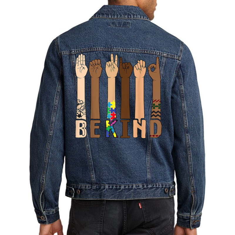 Be Kind Sign Language Hand Talking Teachers Interpreter Asl T Shirt Men Denim Jacket by RoyalStore | Artistshot