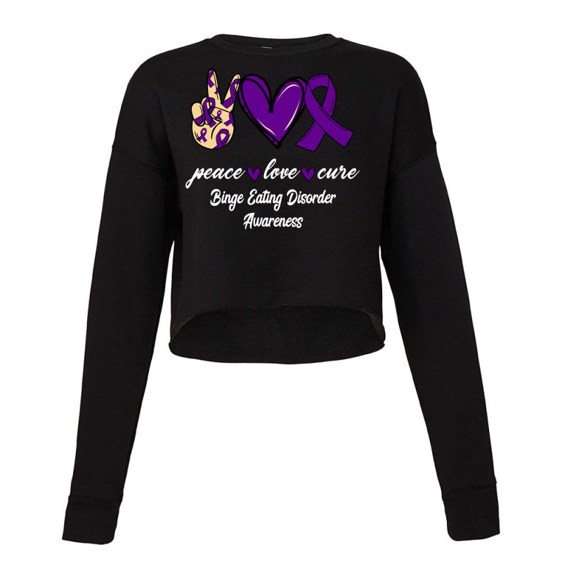 Peace Love Cure Binge Eating Disorder Ribbon Awareness Pullover Hoodie Cropped Sweater by klezgbnist | Artistshot