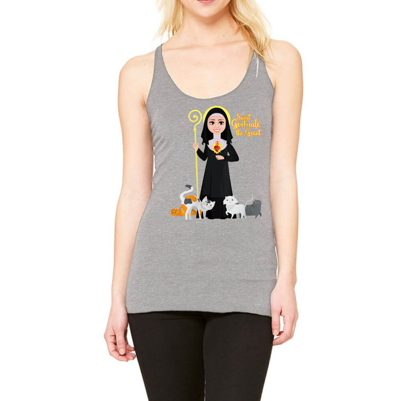 Womens St Gertrude Patron Saint Of Cats Lovers Great Nivelles V Neck T Racerback Tank by munceylsareiasjr | Artistshot