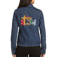 Christian True Story Christmas Nativity Jesus Christian Christmas 455  Ladies Denim Jacket | Artistshot