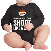 Shoot Like A Girl Cute Basketball Sports T Shirt Long Sleeve Baby Bodysuit | Artistshot