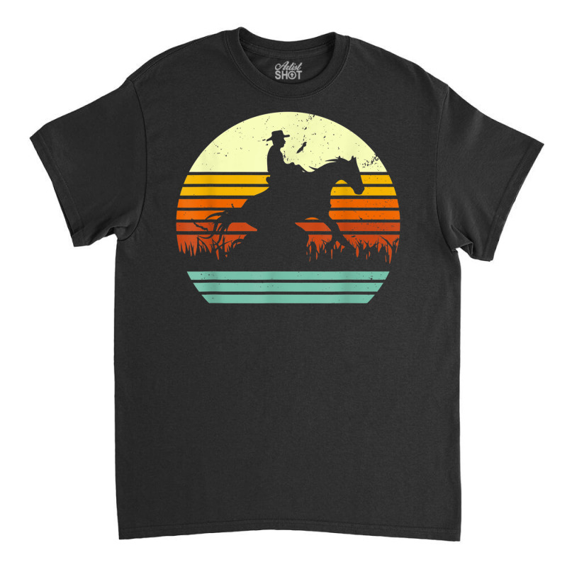 Western Cowboy Reining Horse Sliding Stop Retro Sun Style T Shirt Classic T-shirt | Artistshot