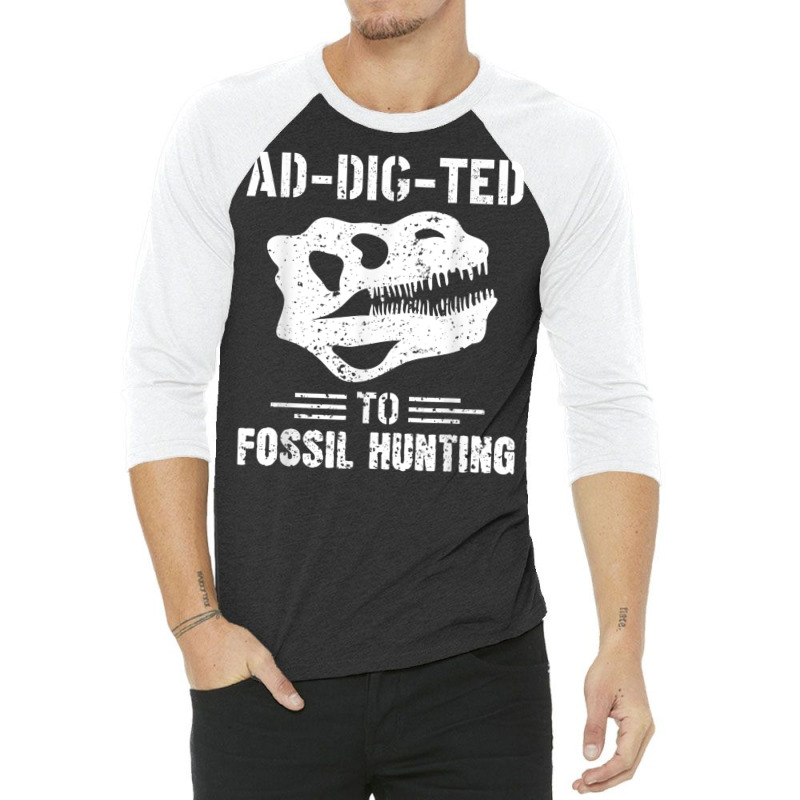 Ad Dig Ted To Fossil Hunting Fossil Tooth Hunter Shark Teeth T Shirt 3/4 Sleeve Shirt | Artistshot