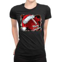 Football Merry Christmas Santa Hat American Football Leopard 83 Footba Ladies Fitted T-shirt | Artistshot