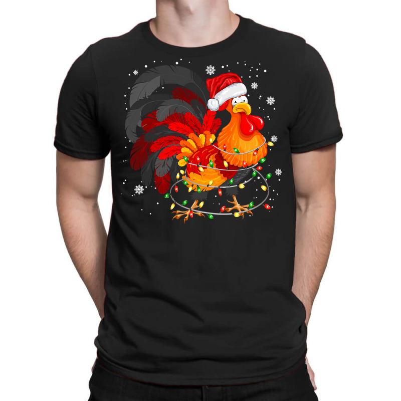 Chicken Cute Chicken Tree Christmas Light Funny Xmas Pajama Matching 1 T-Shirt by pester | Artistshot